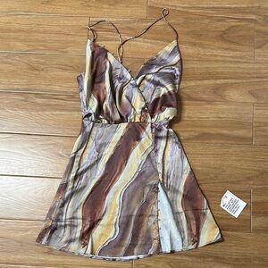 ASOS Brown and Yellow Swirl Mini Dress